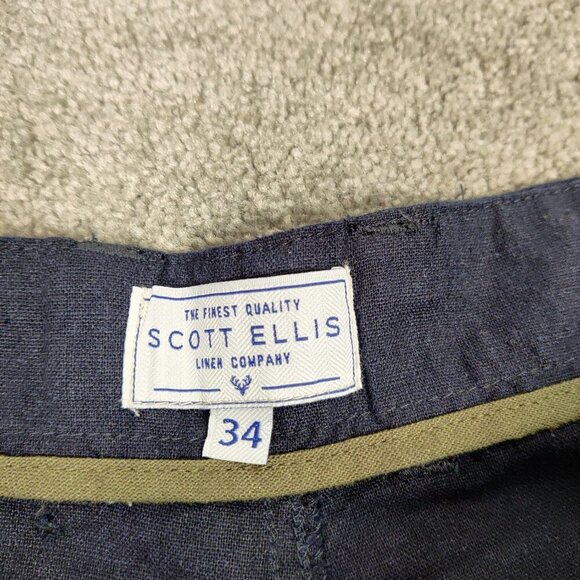 NEW Scott Ellis Men's Cargo Shorts Size 34 R Aaron Navy Linen Casual Lightweight - Picture 3 of 11
